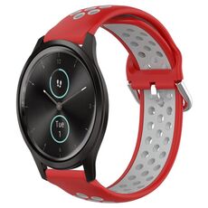 Per Garmin VivoMove Style 20mm Cinturino in silicone sportivo traforato traspirante (rosso + grigio)