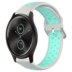 Per Garmin VivoMove Style 20mm Cinturino in silicone sportivo traforato traspirante (grigio + anatra d'acqua)