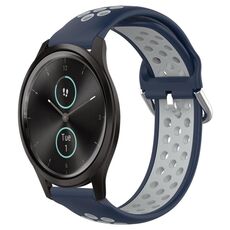 Per Garmin VivoMove Style 20mm Cinturino in silicone sportivo traforato e traspirante (blu notte + grigio)