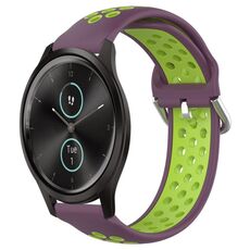 Per Garmin VivoMove Style 20mm Cinturino in silicone sportivo traforato e traspirante (viola + lime)
