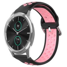 Per Garmin VivoMove Luxe 20mm Cinturino sportivo in silicone traspirante traforato (nero + rosa)
