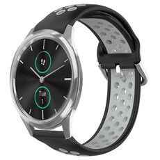 Per Garmin VivoMove Luxe 20mm Cinturino sportivo in silicone traspirante traforato (nero + grigio)