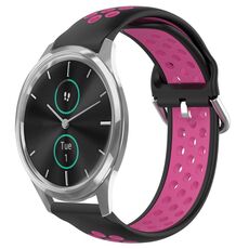 Per Garmin VivoMove Luxe 20mm Cinturino sportivo in silicone traspirante traforato (nero + rosa rossa)