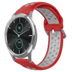 Per Garmin VivoMove Luxe 20mm Cinturino in silicone sportivo traforato traspirante (rosso + grigio)