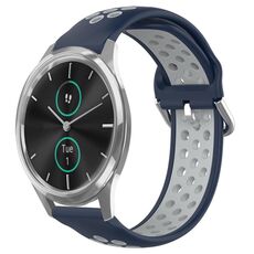Per Garmin VivoMove Luxe 20mm Cinturino sportivo in silicone traspirante traforato (blu notte + grigio)