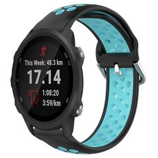 Per Garmin Forerunner 245 Cinturino sportivo in silicone traspirante traforato da 20 mm (nero + blu)