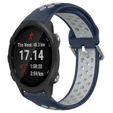 Per Garmin Forerunner 245 Cinturino sportivo in silicone traspirante traforato da 20 mm (blu notte + grigio)