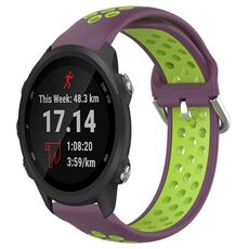 Per Garmin Forerunner 245 20mm Cinturino sportivo in silicone traspirante traforato (viola + lime)
