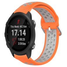 Per Garmin Forerunner 245 Music 20mm Cinturino in silicone sportivo traforato traspirante (arancione + grigio)