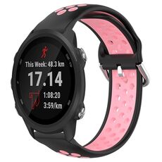 Per Garmin Forerunner 245 Music Cinturino per orologio sportivo in silicone traspirante perforato da 20 mm (nero + rosa)