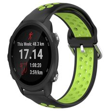 Per Garmin Forerunner 245 Music Cinturino sportivo in silicone traspirante perforato da 20 mm (nero + lime)