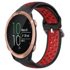 Per Garmin Forerunner 645 Cinturino sportivo in silicone traspirante traforato da 20 mm (nero + rosso)