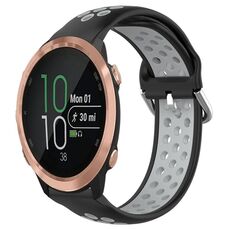 Per Garmin Forerunner 645 Cinturino sportivo in silicone traspirante traforato da 20 mm (nero + grigio)
