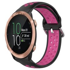 Per Garmin Forerunner 645 Cinturino sportivo in silicone traspirante traforato da 20 mm (nero + rosa rossa)