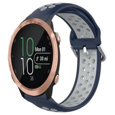 Per Garmin Forerunner 645 Cinturino sportivo in silicone traspirante traforato da 20 mm (blu notte + grigio)
