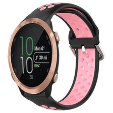 Per Garmin Forerunner 645 Music Cinturino sportivo in silicone traspirante perforato da 20 mm (nero + rosa)