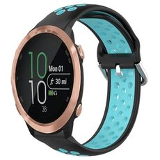Per Garmin Forerunner 645 Music Cinturino per orologio sportivo in silicone traspirante perforato da 20 mm (nero + blu)