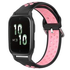 Per Garmin Forerunner Sq2 20mm Cinturino sportivo in silicone traspirante traforato (nero + rosa)