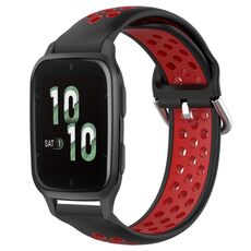 Per Garmin Forerunner Sq2 20mm Cinturino sportivo in silicone traspirante traforato (nero + rosso)