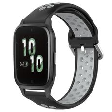 Per Garmin Forerunner Sq2 Cinturino sportivo in silicone traspirante traforato da 20 mm (nero + grigio)