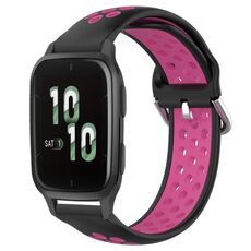 Per Garmin Forerunner Sq2 20mm Cinturino in silicone sportivo traforato traspirante (nero + rosa rossa)
