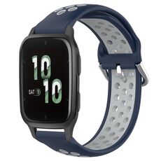 Per Garmin Forerunner Sq2 Cinturino per orologio sportivo in silicone traforato traspirante da 20 mm (blu notte + grigio)