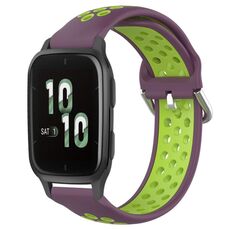 Per Garmin Forerunner Sq2 Cinturino per orologio sportivo in silicone traforato traspirante da 20 mm (viola + lime)