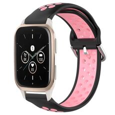Per Garmin Forerunner Sq2 Music 20mm Cinturino in silicone sportivo traforato traspirante (nero + rosa)