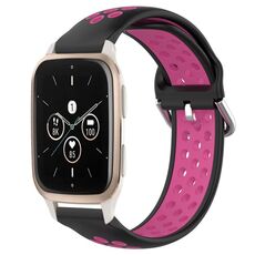Per Garmin Forerunner Sq2 Music 20mm Cinturino in silicone sportivo traforato traspirante (nero + rosa rossa)