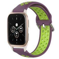Per Garmin Forerunner Sq2 Music Cinturino per orologio sportivo in silicone traforato traspirante da 20 mm (viola + lime)