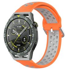 Per Huawei Watch GT3 SE 22mm Cinturino in silicone sportivo traforato traspirante (arancione + grigio)