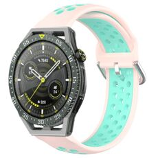 Per Huawei Watch GT3 SE 22mm Cinturino in silicone sportivo traforato traspirante (rosa + anatra d'acqua)