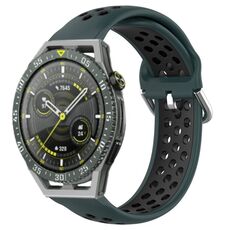 Per Huawei Watch GT3 SE 22mm Cinturino in silicone sportivo traforato traspirante (verde oliva + nero)