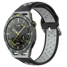 Per Huawei Watch GT3 SE 22mm Cinturino in silicone sportivo traforato traspirante (nero + grigio)