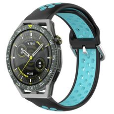 Per Huawei Watch GT3 SE 22mm Cinturino in silicone sportivo traforato traspirante (nero + blu)