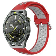 Per Huawei Watch GT3 SE 22mm Cinturino in silicone sportivo traforato traspirante (rosso + grigio)