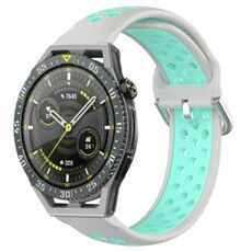 Per Huawei Watch GT3 SE 22mm Cinturino in silicone sportivo traforato traspirante (grigio + anatra d'acqua)
