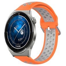 Per Huawei Watch GT3 Pro 46mm 22mm Cinturino in silicone sportivo traforato traspirante (arancione + grigio)