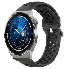 Per Huawei Watch GT3 Pro 46mm 22mm Cinturino sportivo in silicone traspirante traforato (nero)