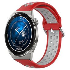 Per Huawei Watch GT3 Pro 46mm 22mm Cinturino in silicone sportivo traforato traspirante (rosso + grigio)