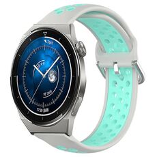 Per Huawei Watch GT3 Pro 46mm 22mm Cinturino sportivo in silicone traspirante traforato (grigio + anatra d'acqua)