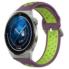 Per Huawei Watch GT3 Pro 46mm 22mm Cinturino in silicone sportivo traforato traspirante (viola + lime)