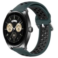 Per Huawei Watch Buds 22mm Cinturino in silicone sportivo traforato traspirante (verde oliva + nero)