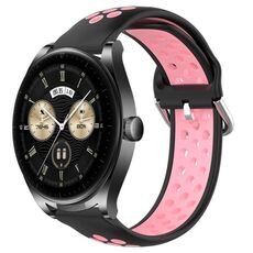 Per Huawei Watch Buds 22mm Cinturino sportivo in silicone traspirante traforato (nero + rosa)