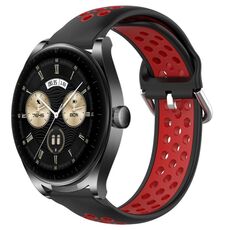 Per Huawei Watch Buds 22mm Cinturino in silicone sportivo traspirante perforato (nero + rosso)