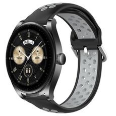 Per Huawei Watch Buds 22mm Cinturino in silicone sportivo traforato traspirante (nero + grigio)