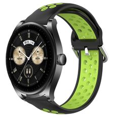 Per Huawei Watch Buds 22mm Cinturino in silicone sportivo traforato traspirante (nero + lime)