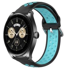 Per Huawei Watch Buds 22mm Cinturino in silicone sportivo traspirante perforato (nero + blu)