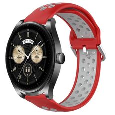 Per Huawei Watch Buds 22mm Cinturino in silicone sportivo traforato traspirante (rosso + grigio)