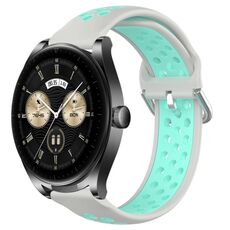 Per Huawei Watch Buds 22mm Cinturino in silicone sportivo traforato traspirante (grigio + anatra d'acqua)